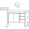 stainless steel workcabinet 3 drawers drawing 1