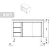 stainless steel workcabinet without backsplash 3 drawers left drawing 1