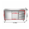 Szafka robocza PREMIUM ze stali nierdzewnej - 1600x700 mm - z 3 szufladami po prawej stronie bez panelu tylnego