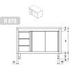 stainless steel workcabinet without backsplash 3 drawers left drawing 1