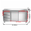 Szafka robocza PREMIUM ze stali nierdzewnej - 1800x700 mm - z 3 szufladami po lewej stronie bez panelu tylnego