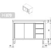 stainless steel workcabinet without backsplash 3 drawers drawing 1