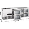 Barowy stół chłodniczy PREMIUM - 2500x700mm - 6 szklanych szuflad