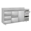 Stół chłodniczy PREMIUM do baru i napojów - 2130x600 mm - 1 drzwi, 5 szuflad, panel tylny i kołatka do kawy