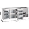 Barowy stół chłodniczy PREMIUM - 2500x700mm - 1 szklane drzwi & 5 szklanych szuflad