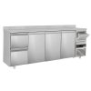 Stół barowy i chłodniczy do napojów PREMIUM - 2690x600 mm - 3 drzwi, 2 szuflady, panel tylny i kołatka do kawy