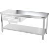 Stół roboczy ze stali nierdzewnej z dolną półką bez tylnej krawędzi - 1,8 x 0,6 m