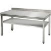 Stół roboczy ze stali nierdzewnej z dolną półką i tylną krawędzią - 1,6 x 0,7 m