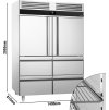 Zamrażarka PREMIUM ze stali nierdzewnej - GN 2/1 - 1400 litrów - z 2 półdrzwiami i 4 szufladami