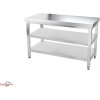 PREMIUM stół warsztatowy ze stali nierdzewnej z dwiema półkami bez tylnej krawędzi 2,0 m