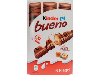 KINDER BUENO ( Trvanlivost do 9.10.2025)- waflové tyčinky s lískooříškovým krémem - 6ks 129g