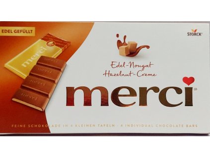 MERCI - čokoláda - Edel-Nougat Hazelnut Creme - mléčná nugátová s lískooříškovým krémem 112g