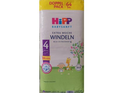 HiPP Babysanft 4 - dětské pleny - 64 ks, maxi 9-14kg, velikost 74-92
