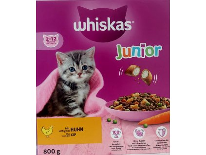 WHISKAS Junior - granule pro koťata s kuřecím masem od 2 do 12 měsíce věku - 800g