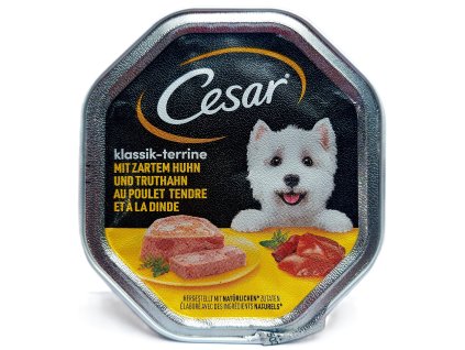 CESAR KLASSIK - TERRINE MIT ZARTEM HUHN UND TRUTHAHN - masová miska pro psy - 150g