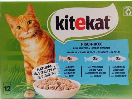 KITEKAT Fishbox  ( TRVANLIVOST 10/25) - kapsičky pro kočky rybí - 12x á 85g