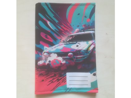 Látkový obal na sešit - auto v barvách