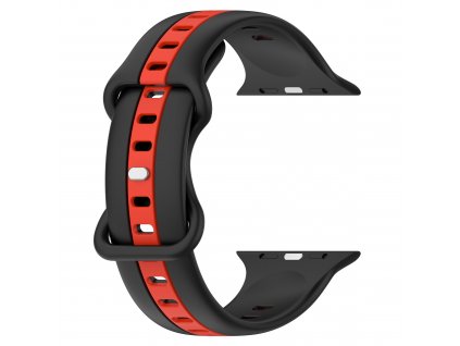 Řemínek pro Apple watch silikonový 42/44/45/49mm černočervený