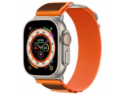 Řemínek pro Apple watch nylon kožený 42/44/45/49mm oranžový