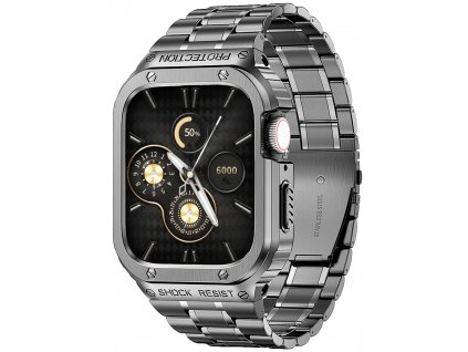 Řemínek pro Apple watch kovový 3Beads 45mm s krytem vesmírná šedá