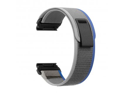Řemínek pro Garmin Fenix nylonový 26 mm šedý - modrý pás