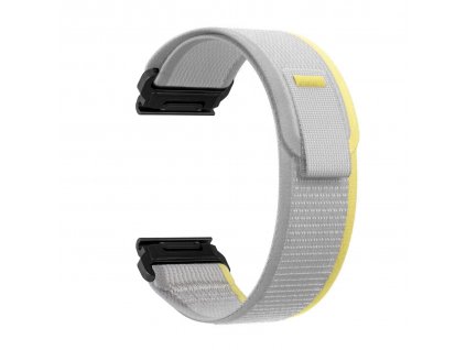 Řemínek pro Garmin Fenix nylonový 26mm šedý - žlutý pás