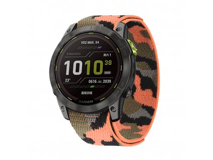 Řemínek pro Garmin QuickFit nylonový 26mm orange camouflage