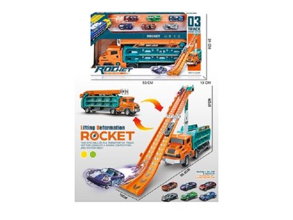 DK Rocket auto lift orbiter s 6 autíčky, oranžový