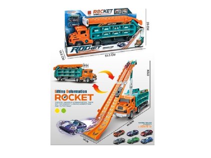 DK Rocket auto lift orbiter s 3 autíčky,  oranžový