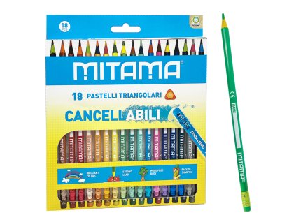 MITAMA Pastelky trojhranné s gumou Woodfree 18ks