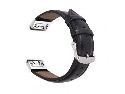 Řemínek pro Garmin QuickFit kožený 20mm černý plochý