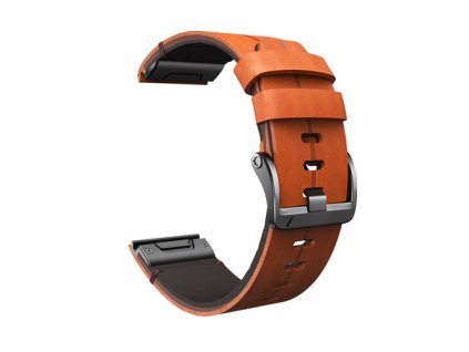 Řemínek pro Garmin QuickFit silikon/kožený 26mm oranžový