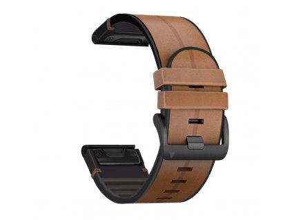 Řemínek pro Garmin QuickFit silikon/kožený 20mm světle hnědý