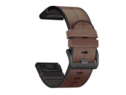 Řemínek pro Garmin QuickFit silikon/kožený 26mm hnědý