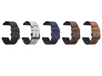 Řemínek pro Garmin QuickFit silikon/kožený 26mm šedý