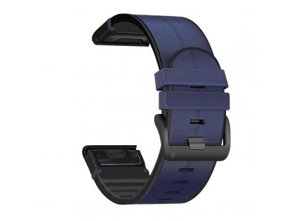Řemínek pro Garmin QuickFit silikon/kožený 22mm modrý