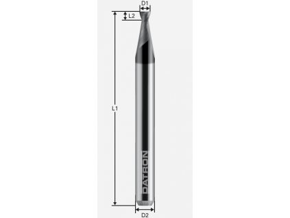 Dvoubřitá fréza na ocel 30°; D1=1,6 / D2=3,0 / L1=38 / L2=1,4