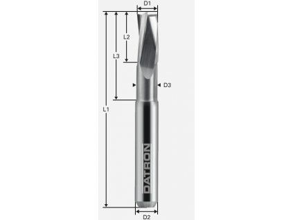 Trojbritá podbrúsená fréza na peny; D1=3,0 / D2=6,0 / D3=2,7 / L1=50 / L2=6 / L3=22