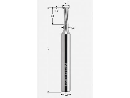 Závitová fréza zosilená M7; D1=4,9 / D2=6,0 / D3=3,6 / L1=50 / L2=0,4 / L3=14 / a=60°