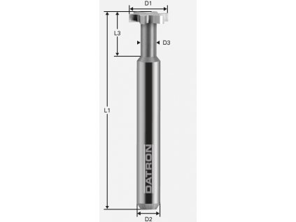 Fréza na T-drážky; D1=3,0 / D2=3,0 / D3=1,6 / L1=40 / L2=0,8 / L3=6,0