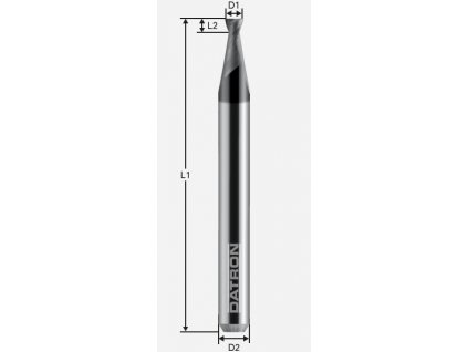 Dvoubřitá fréza na ocel 30°; D1=1,3 / D2=3,0 / L1=38 / L2=2,6