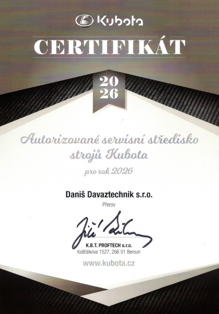Certifikáty KUBOTA