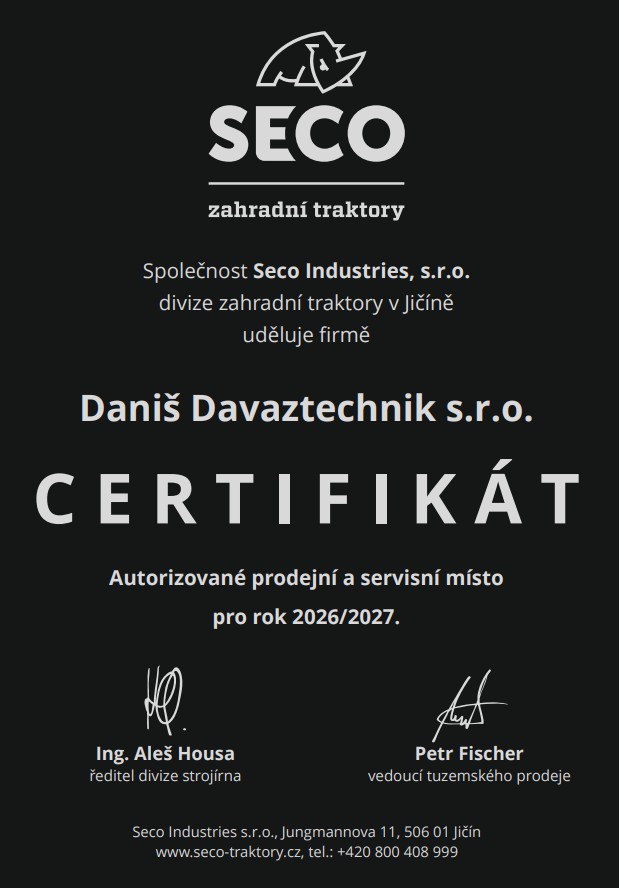 SECO - CERTIFIKÁT