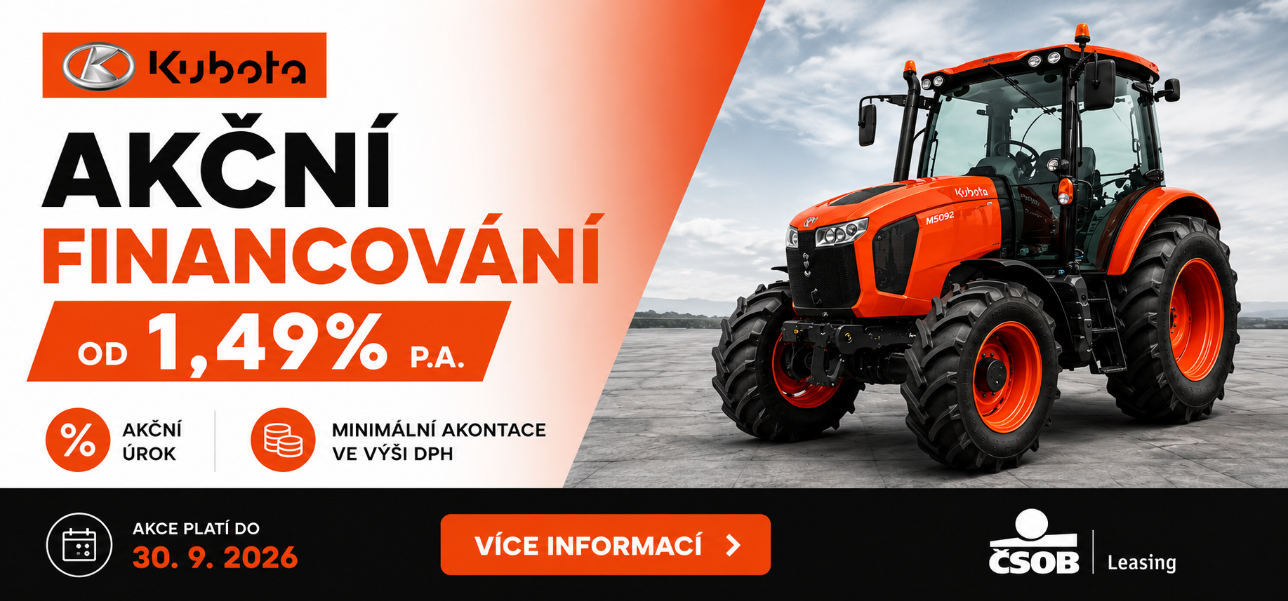 Akční financování Kubota s ČSOB Leasing