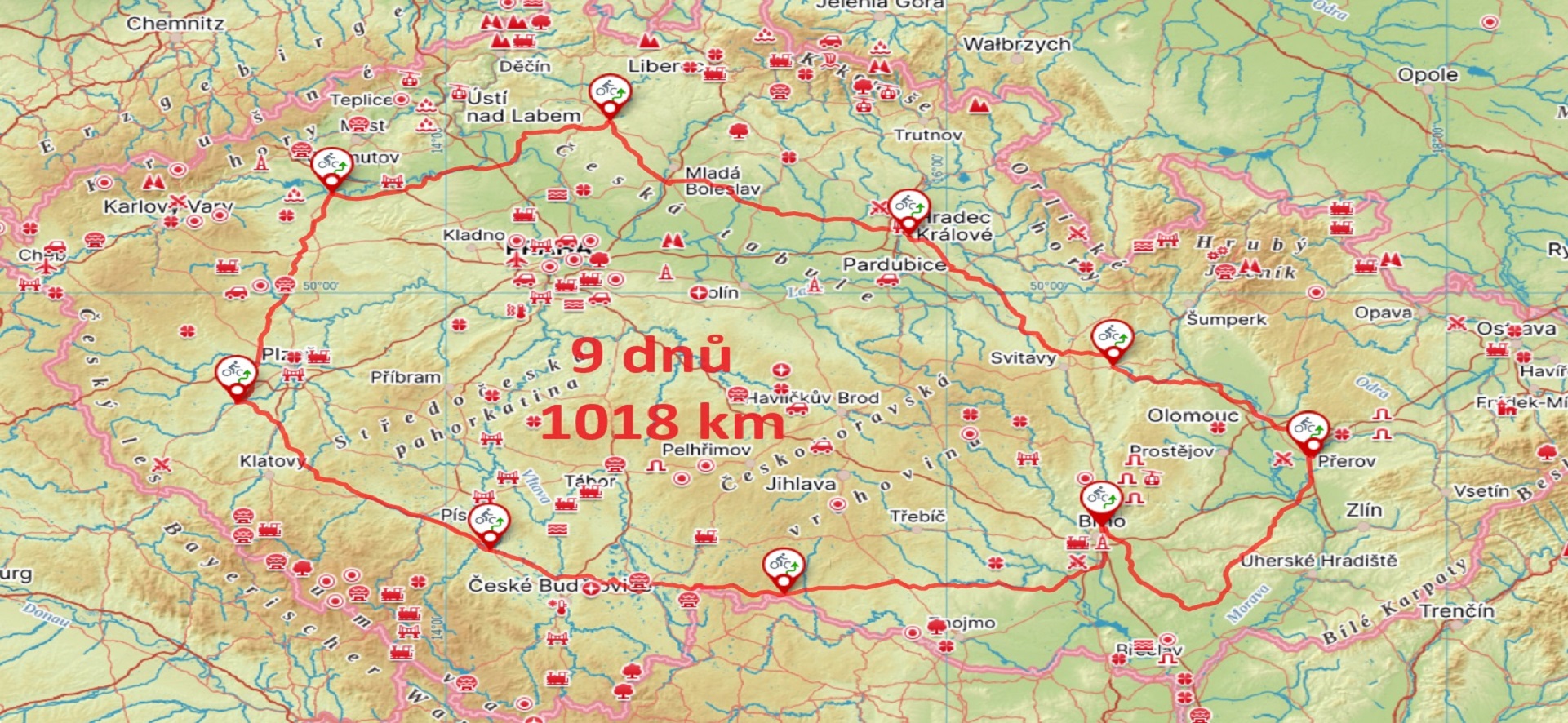 Kolem Česka (květen 2024, 1018 km)