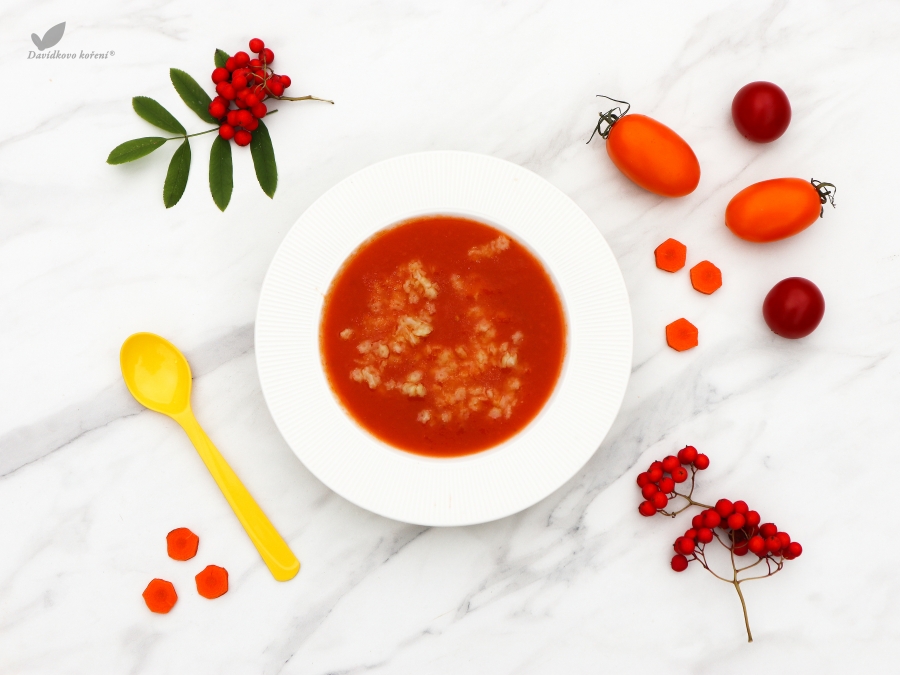 Rajčatová polévka s rýžovými nudlemi