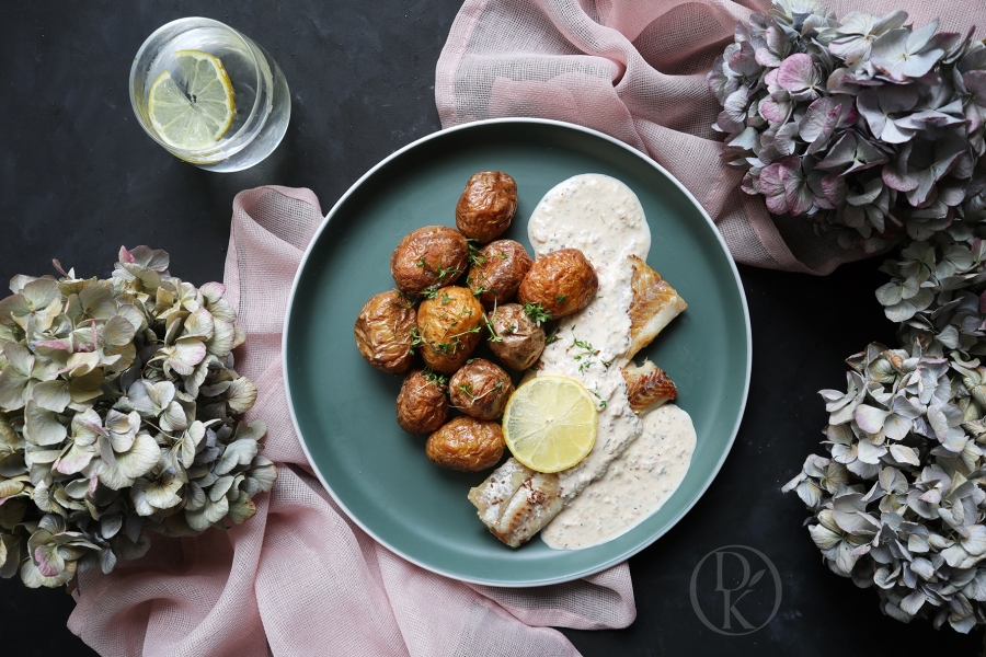 Treska s krémovou citronovou omáčkou a Gorolem