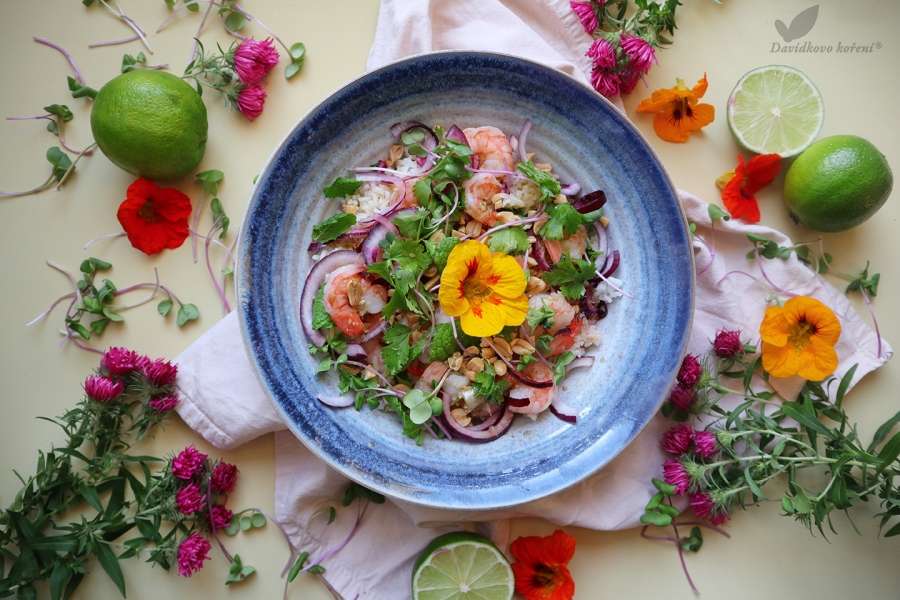 Thajský šalát s krevetami