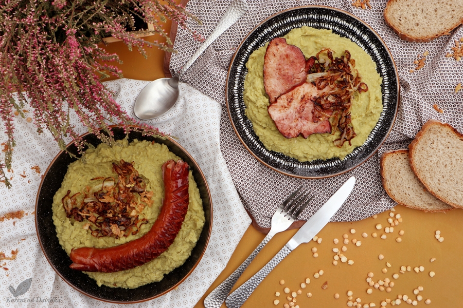 Hrachová kaša s údeninou