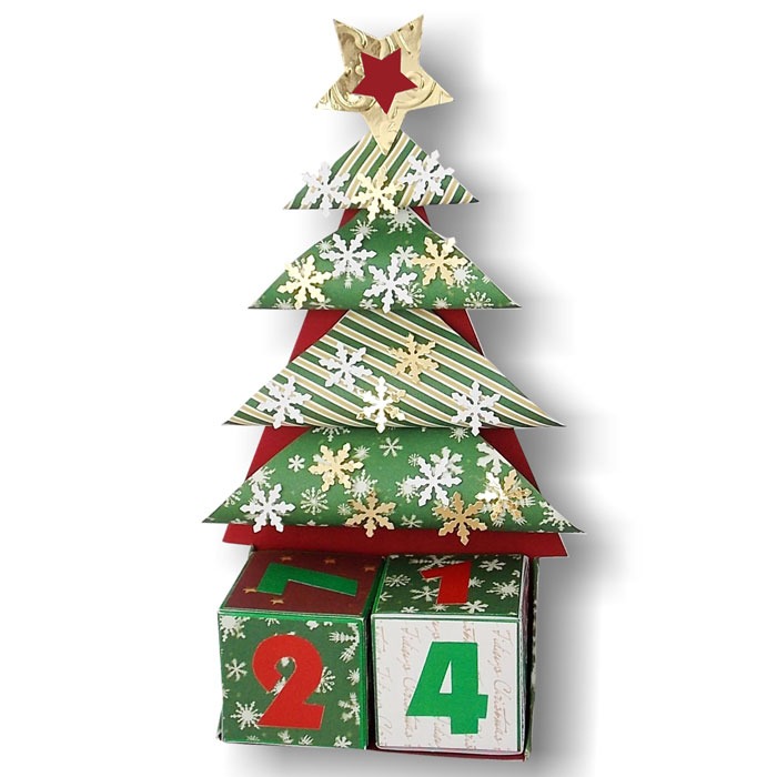Adventní kalendář papírový stromeček